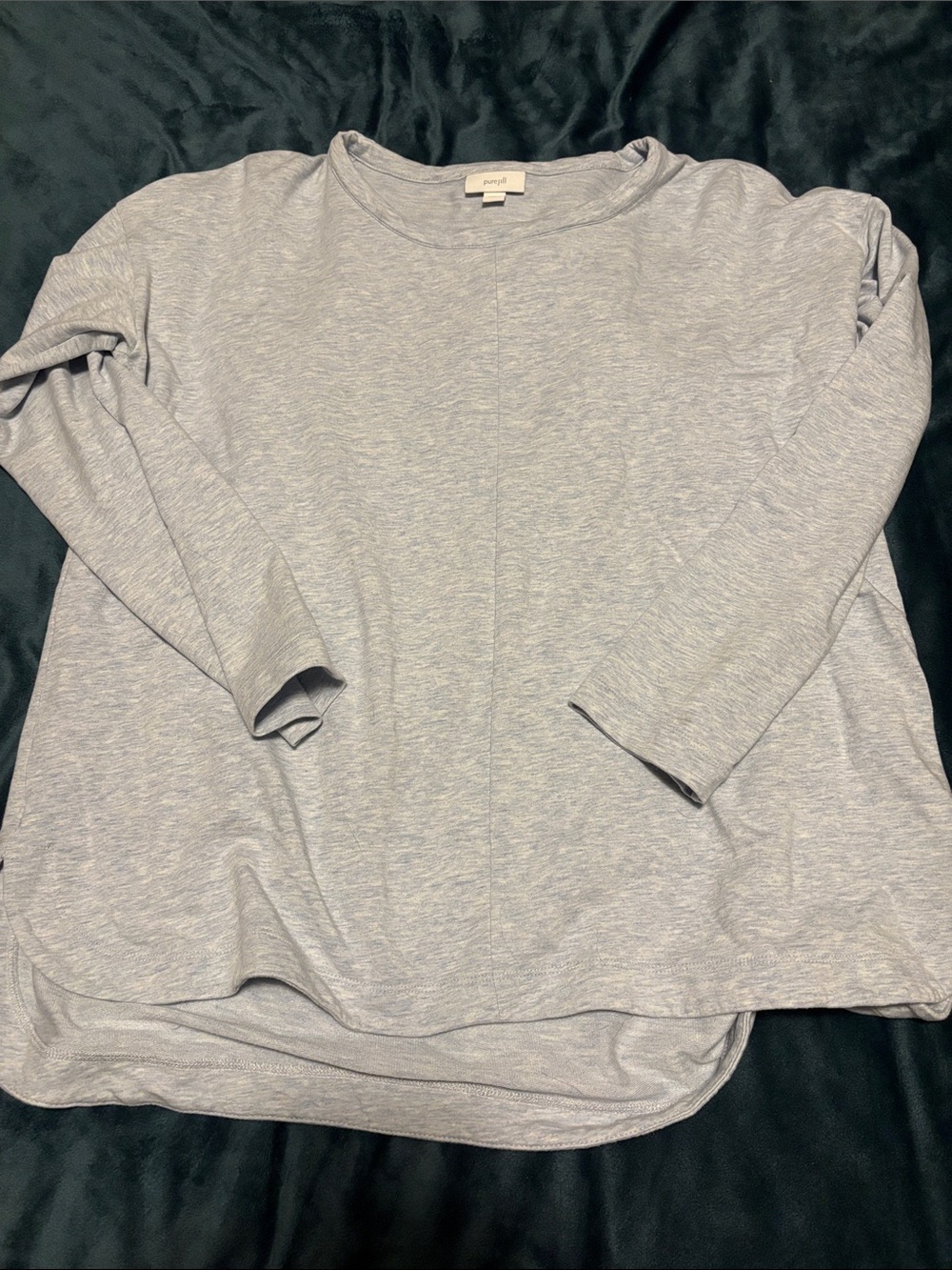 J. Jill Light Heather Gray Long Sleeve Crew Top